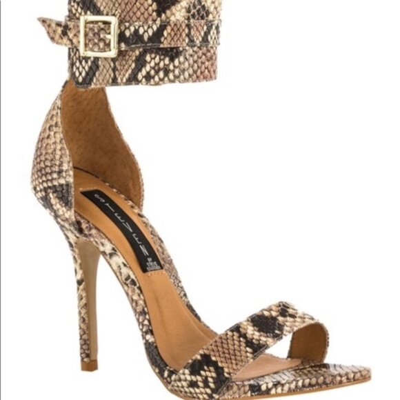 EUC Steven by Steve Madden | Women's Br/Tan Snake Print Mauryce Heels | Size 8.5 - Picture 1 of 13